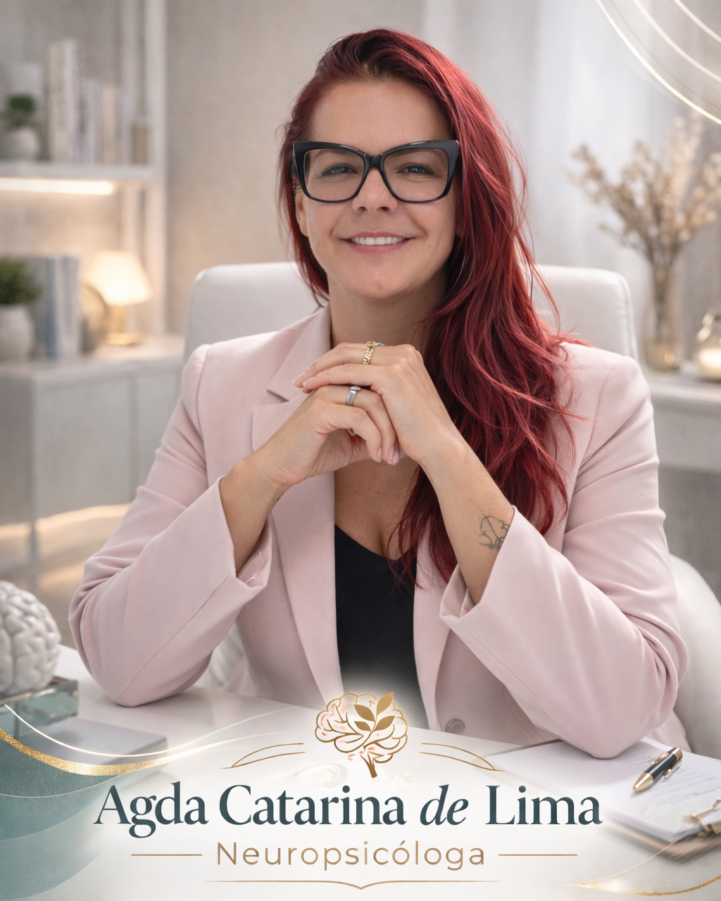 Foto profissional da neuropsicóloga Agda Catarina de Lima